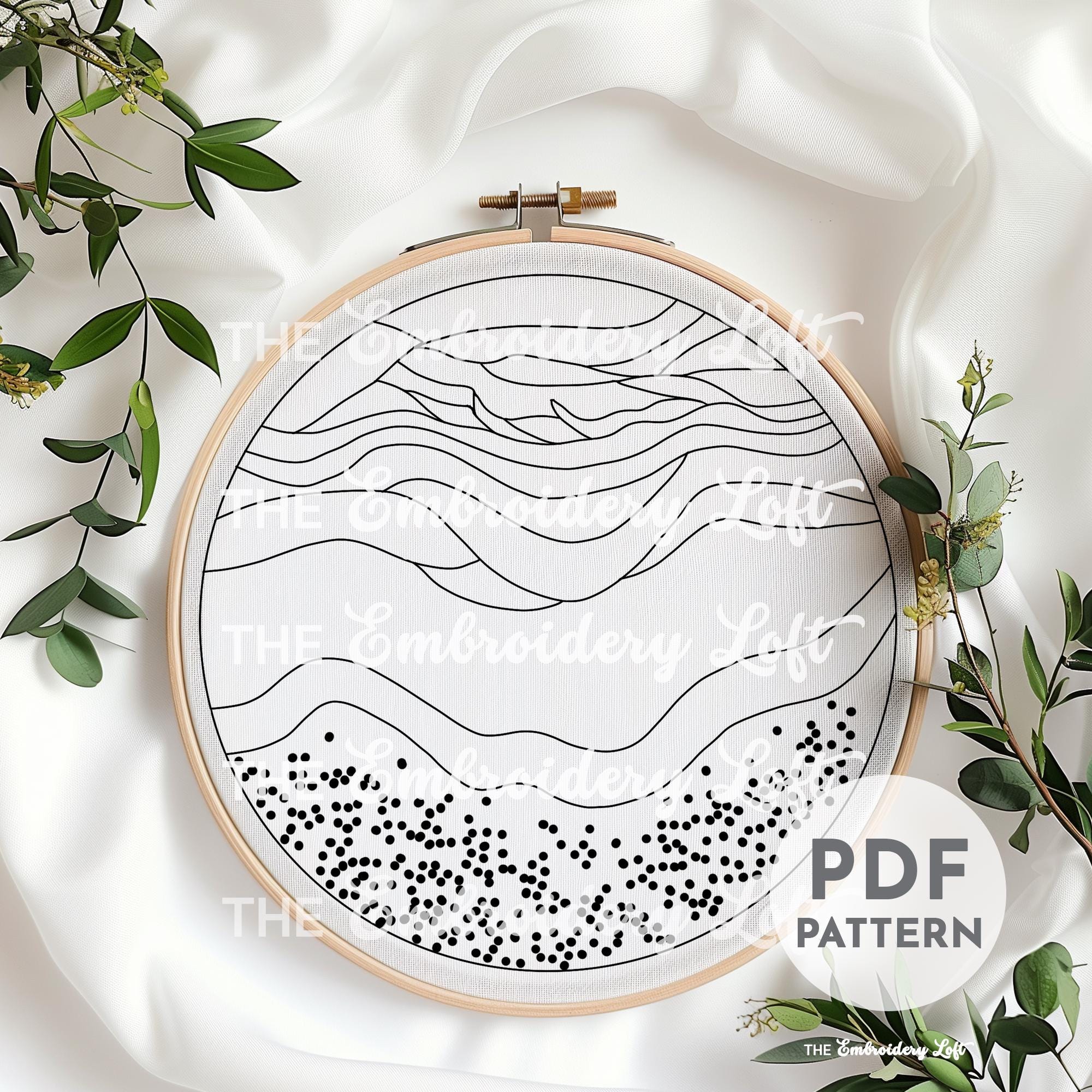 Ocean Waves Hand Embroidery Pattern