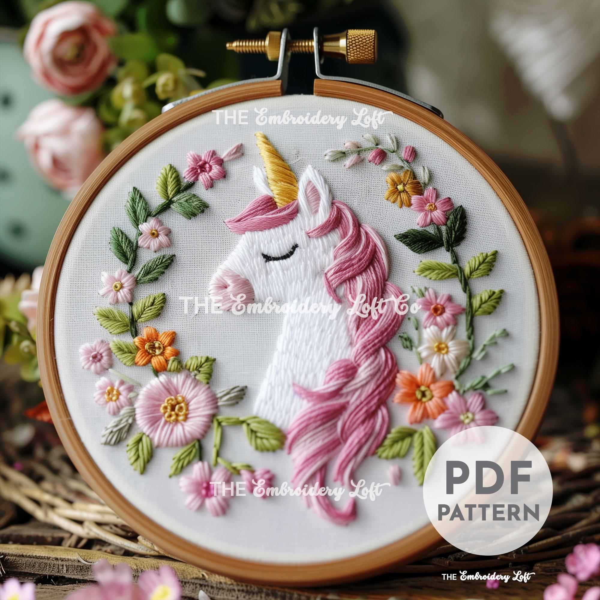 Pink Unicorn Hand Embroidery Pattern