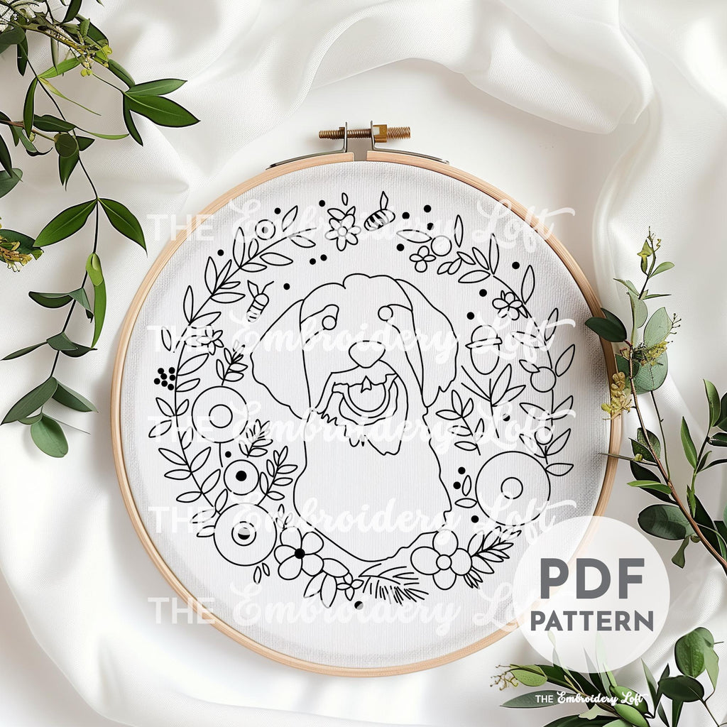 Golden Doodle Hand Embroidery Pattern
