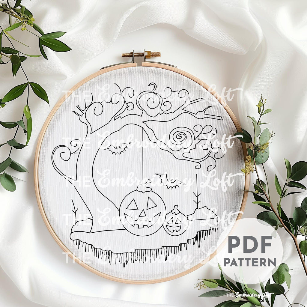 Spooky Tree Hand Embroidery Pattern