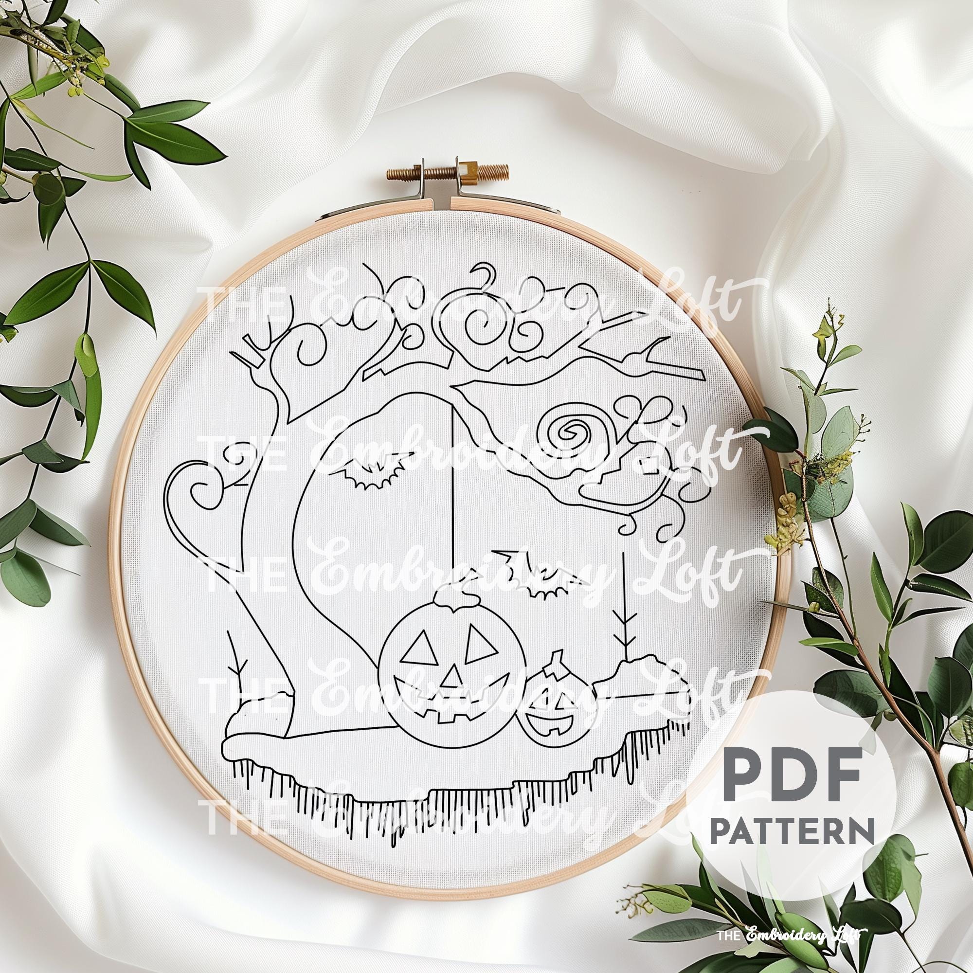 Spooky Tree Hand Embroidery Pattern
