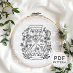Floral Hourglass Hand Embroidery Pattern