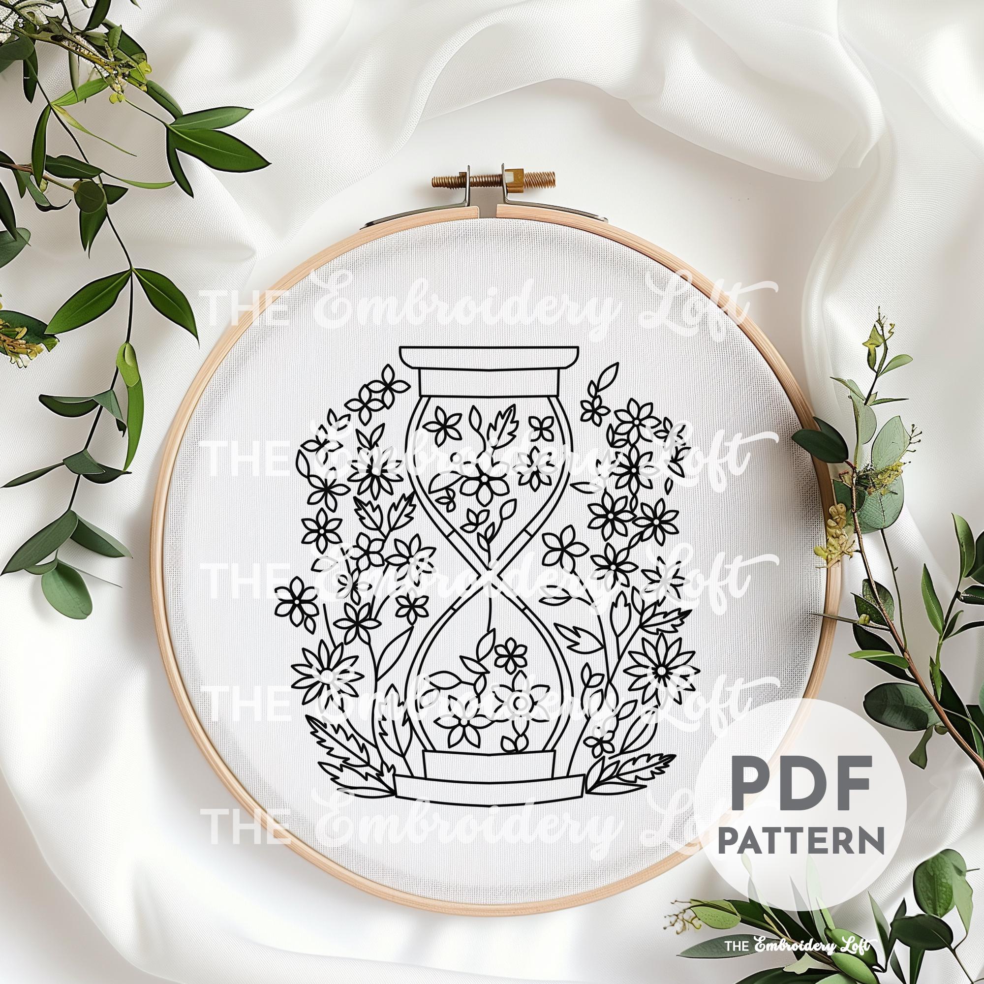Floral Hourglass Hand Embroidery Pattern