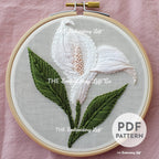 Peace Lily Hand Embroidery Pattern