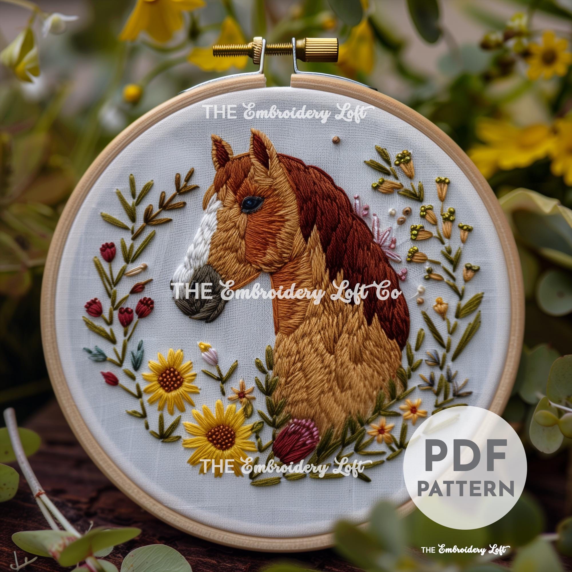 Brown Horse Hand Embroidery Pattern