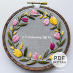 Tulip Wreath Hand Embroidery Pattern