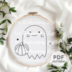 Cute Ghost and Pumpkin Hand Embroidery Pattern