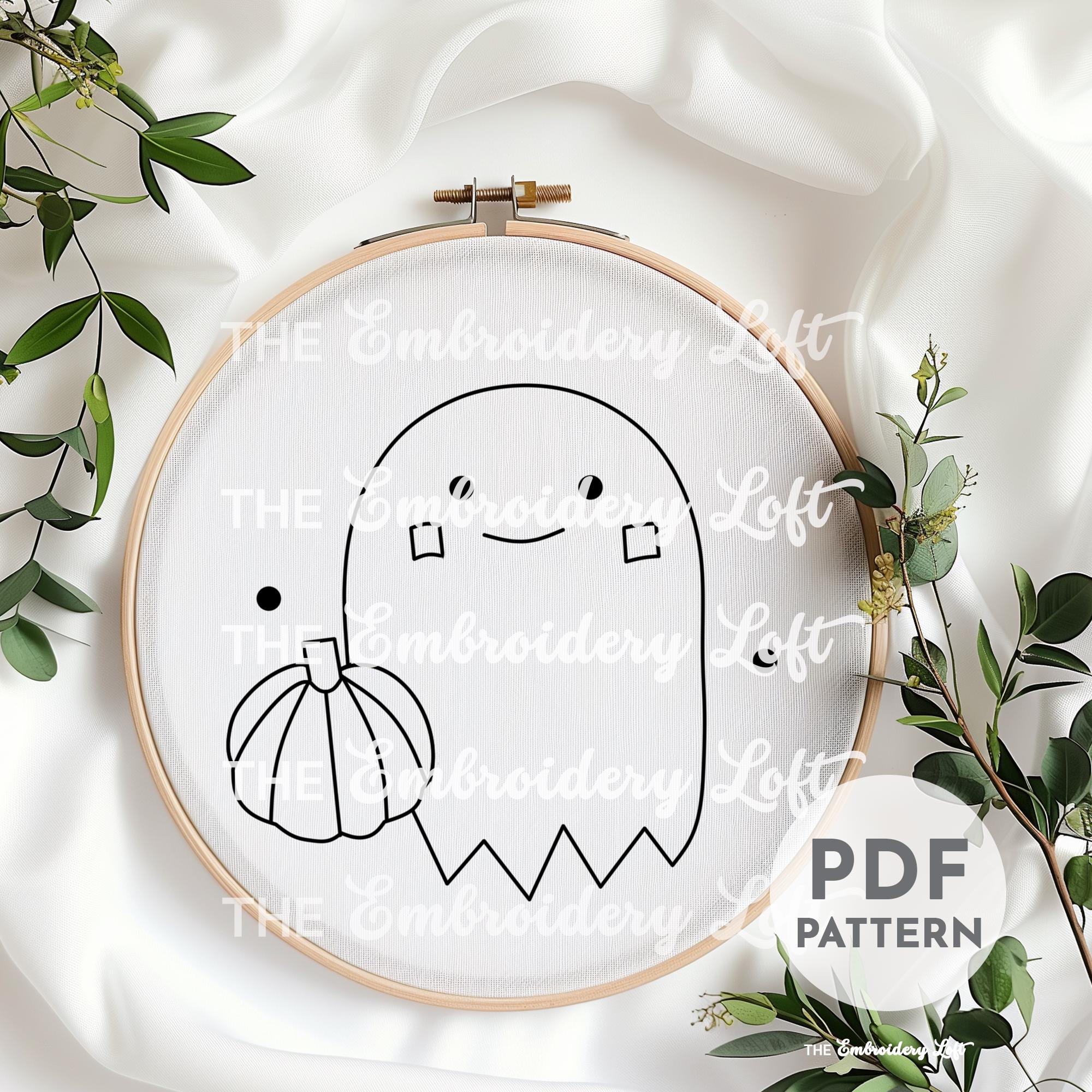 Cute Ghost and Pumpkin Hand Embroidery Pattern