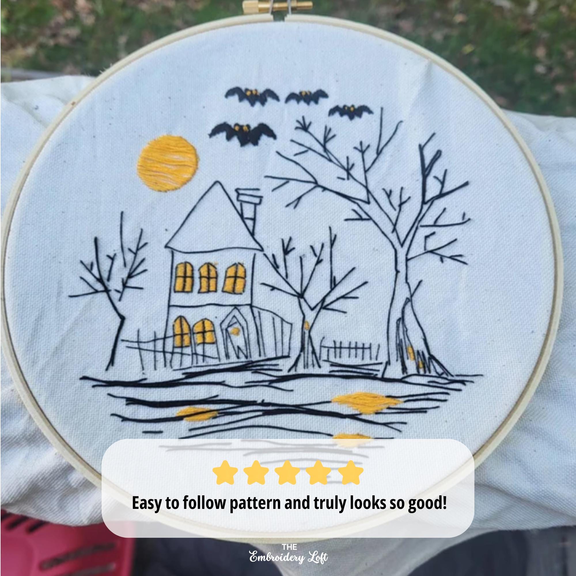 Haunted House Hand Embroidery Pattern