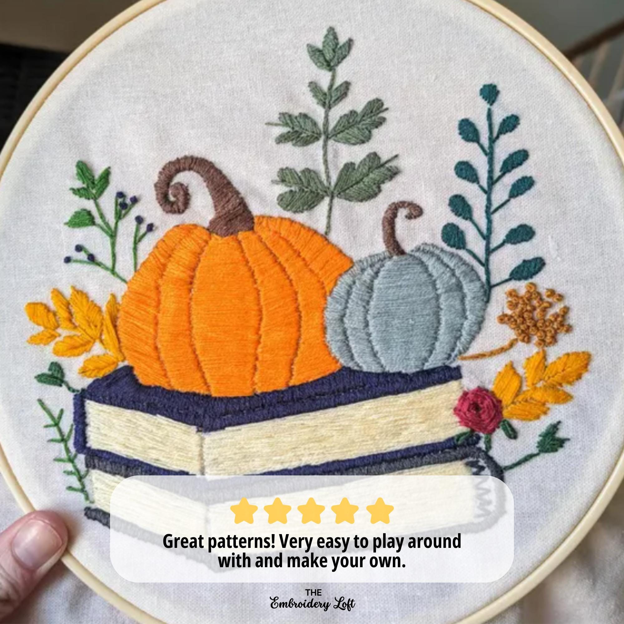 Autumn Books Hand Embroidery Pattern