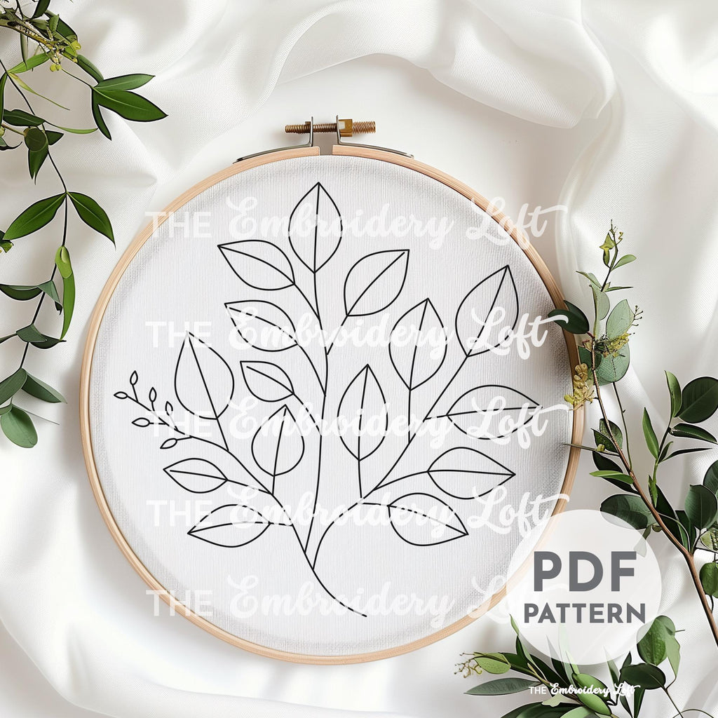 Retro Autumn Leaves Hand Embroidery Pattern