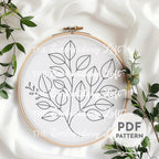 Retro Autumn Leaves Hand Embroidery Pattern