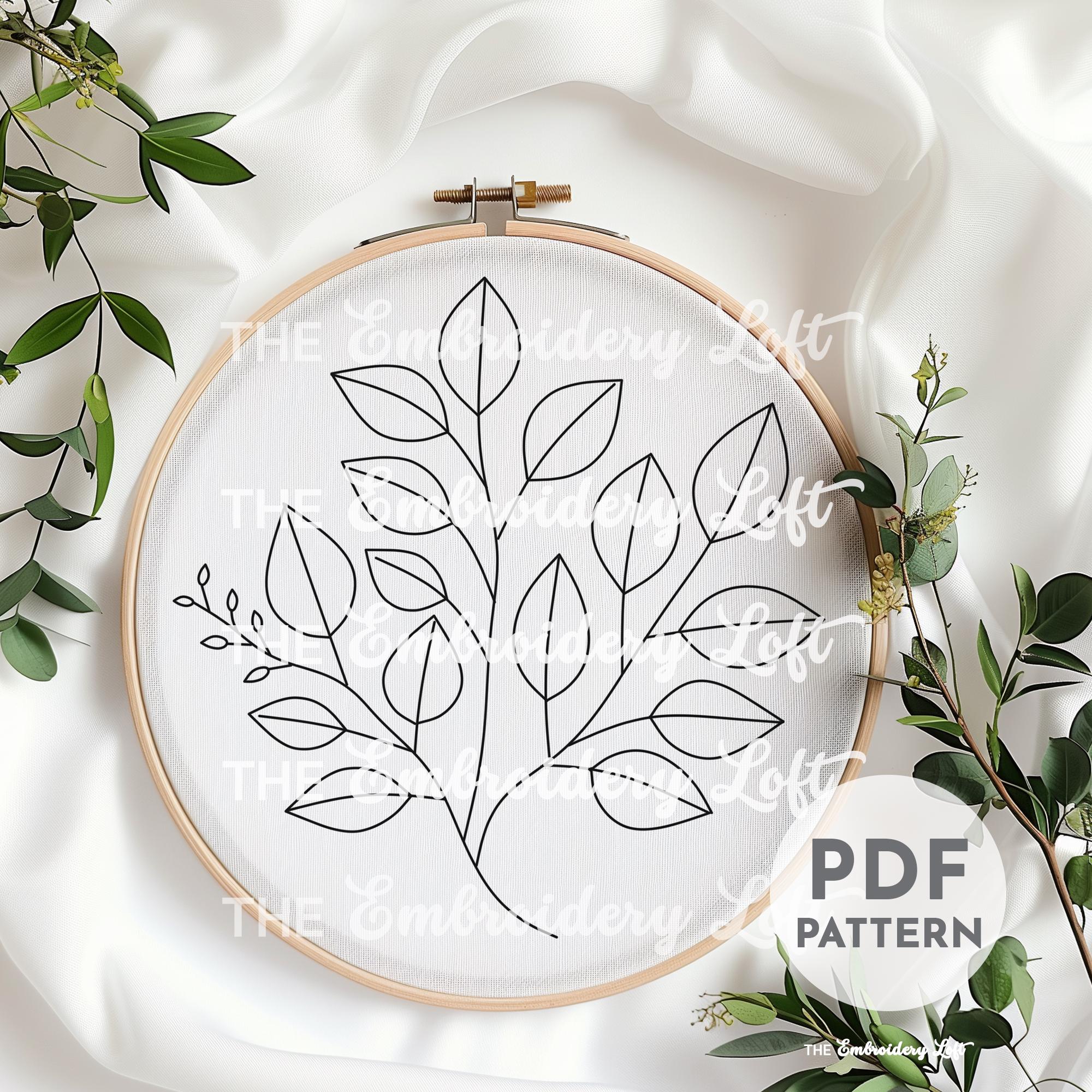 Retro Autumn Leaves Hand Embroidery Pattern