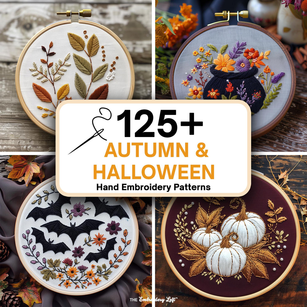 MINI COLLECTION, Autumn and Halloween Hand Embroidery Pattern Collection, Current and Future Designs, Lifetime Access, Hand Embroidery, DIY