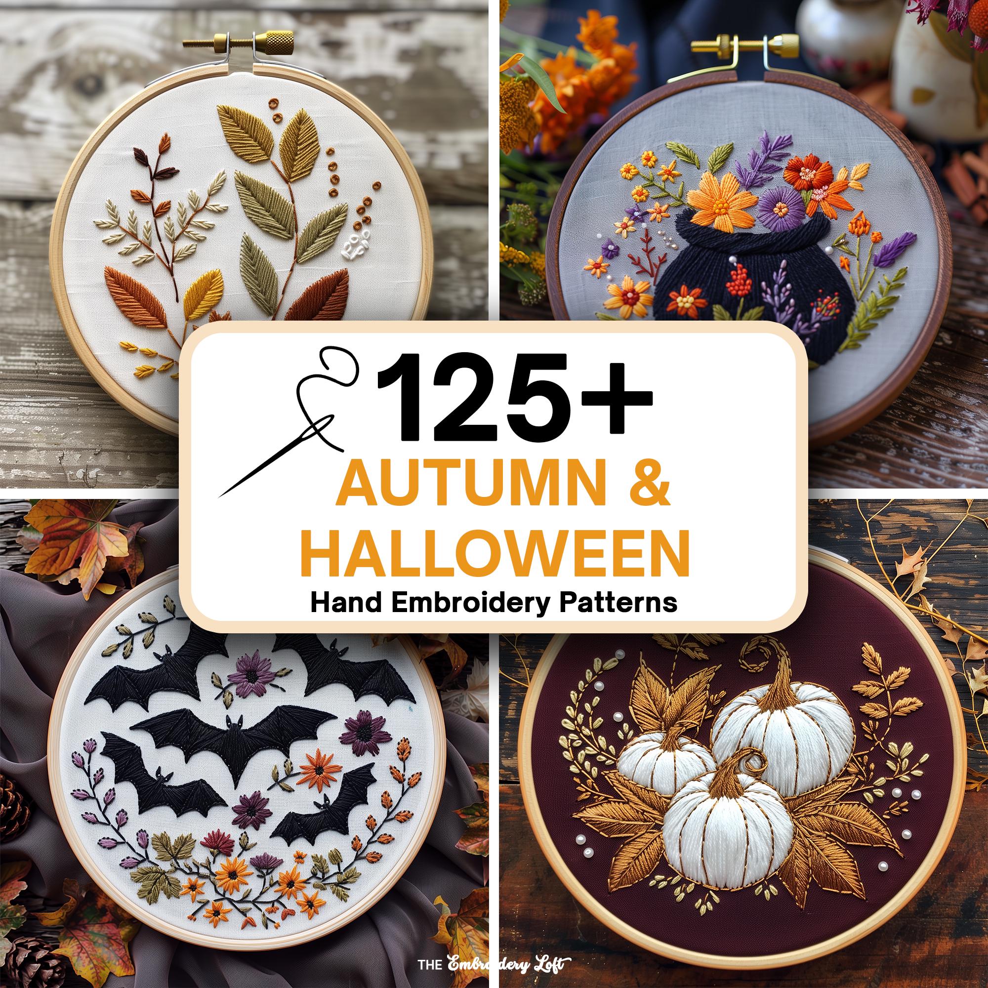 MINI COLLECTION, Autumn and Halloween Hand Embroidery Pattern Collection, Current and Future Designs, Lifetime Access, Hand Embroidery, DIY