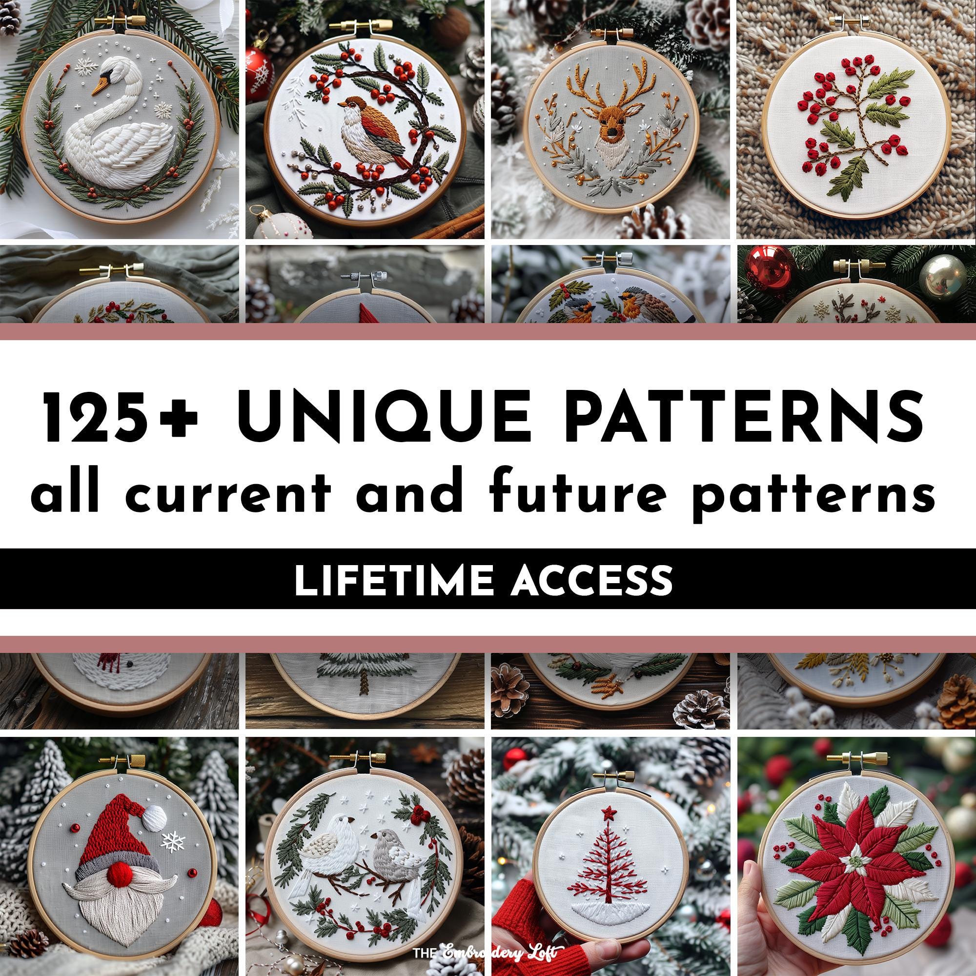 MINI COLLECTION, Christmas Hand Embroidery Pattern Collection, Current and Future Designs, Lifetime Access, Hand Embroidery, Embroidery PDF