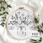 Butterflies and Wildflowers Hand Embroidery Pattern