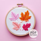 Retro Maple Leaves Hand Embroidery Pattern