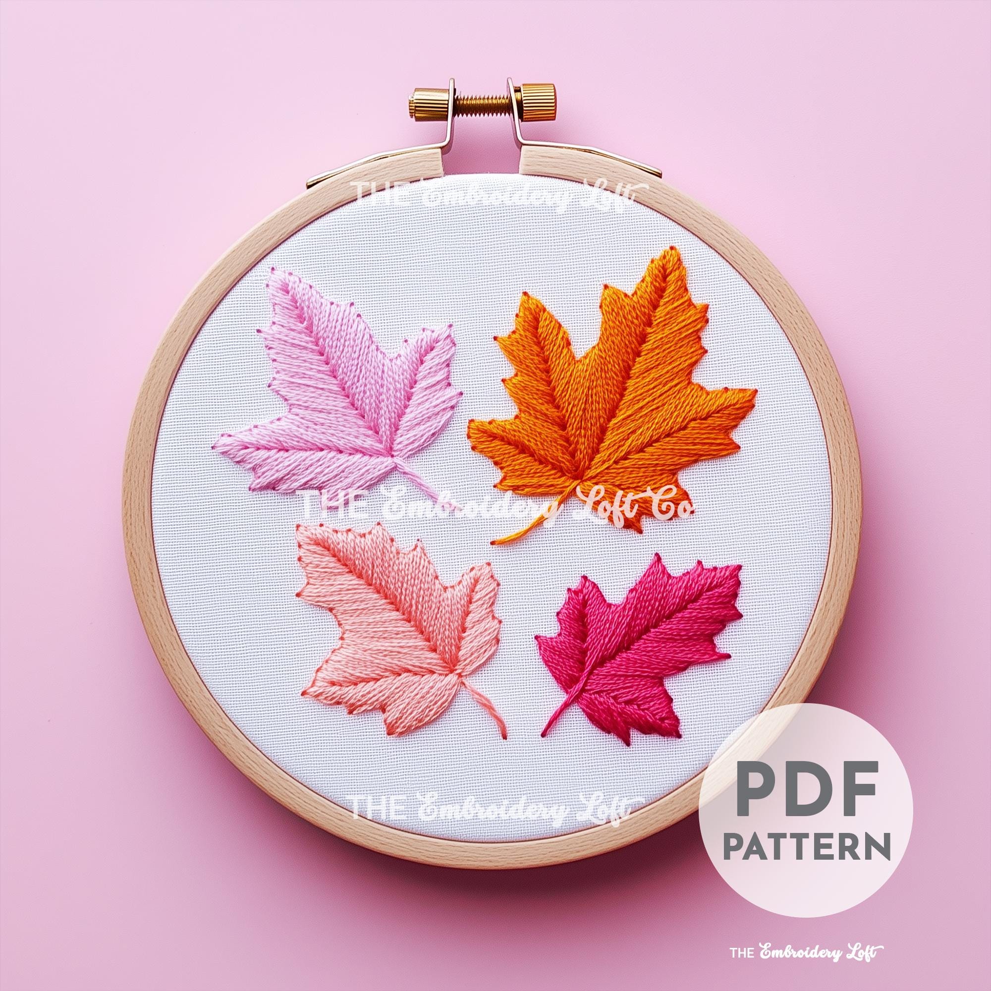 Retro Maple Leaves Hand Embroidery Pattern