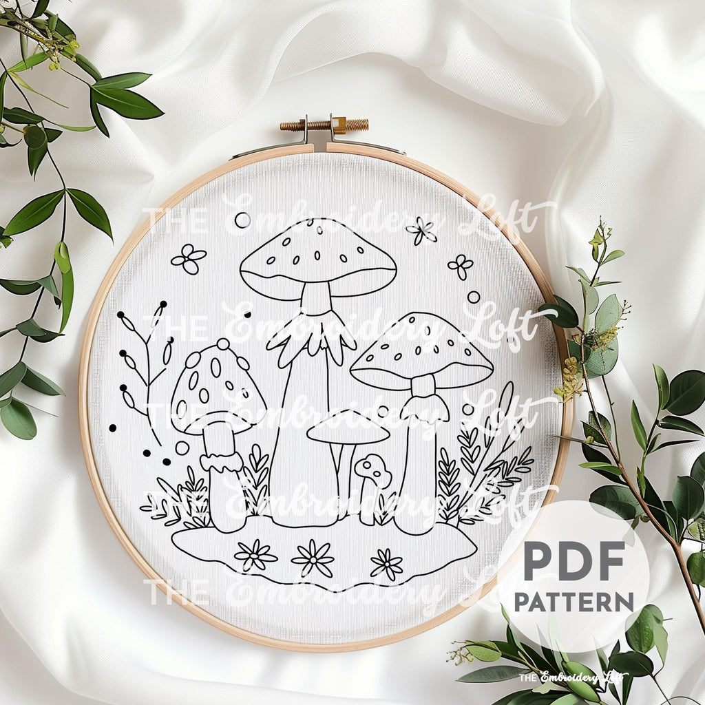 Witchy Mushrooms Hand Embroidery Pattern