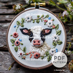 Baby Cow Hand Embroidery Pattern