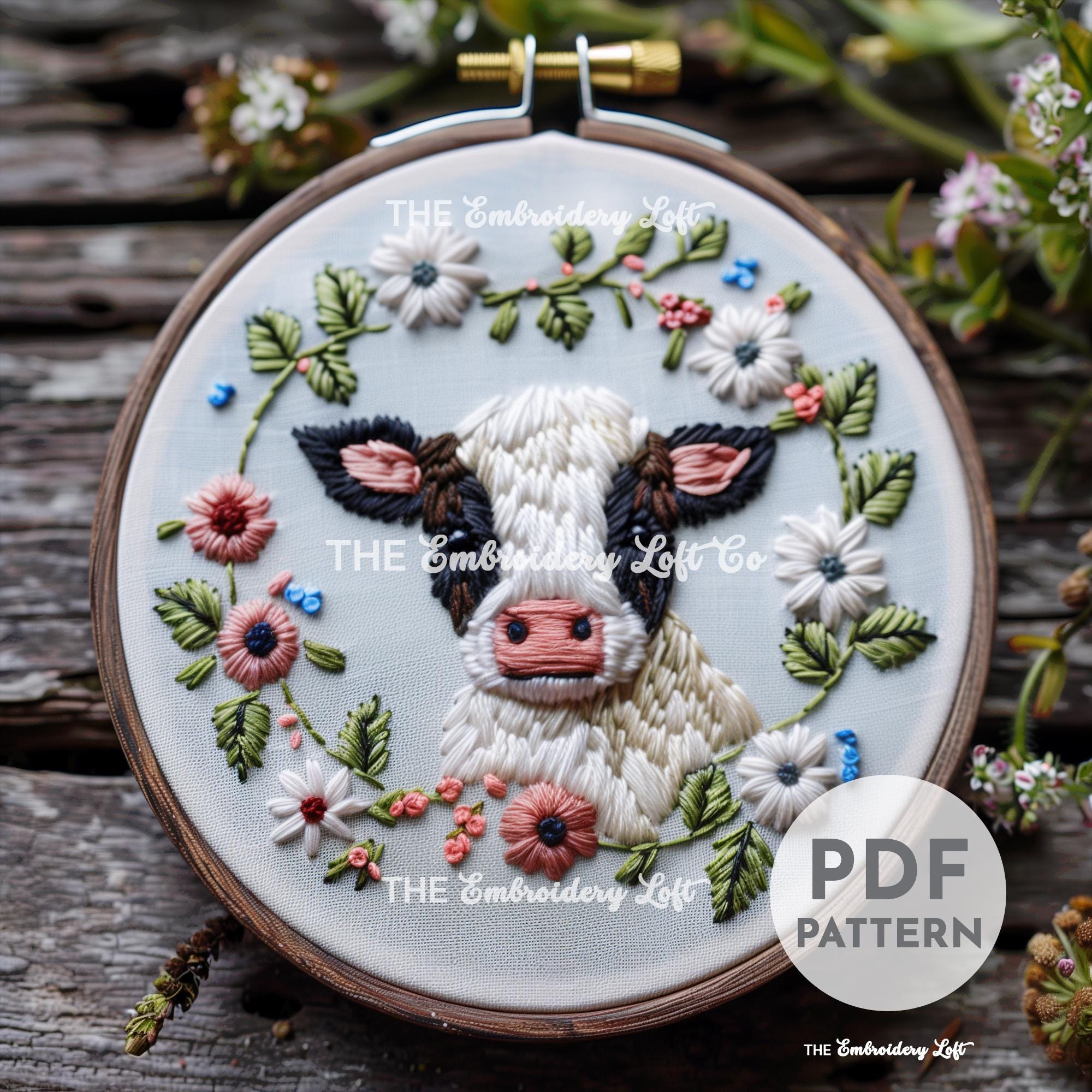 Baby Cow Hand Embroidery Pattern