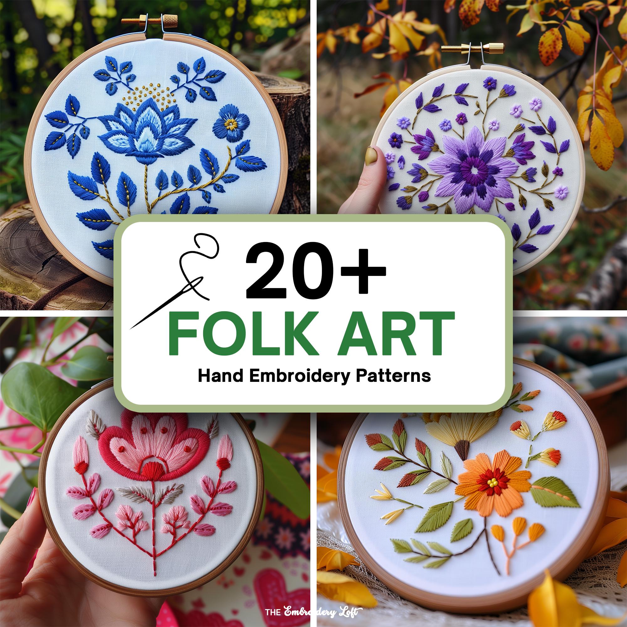 MINI COLLECTION, Folk Art Style Hand Embroidery Pattern Collection, Current and Future Designs, Lifetime Access, Hand Embroidery, DIY
