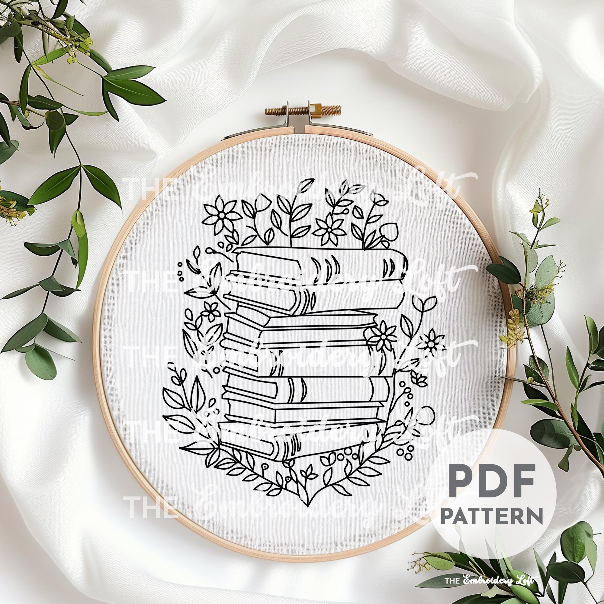 Floral Books Hand Embroidery Pattern