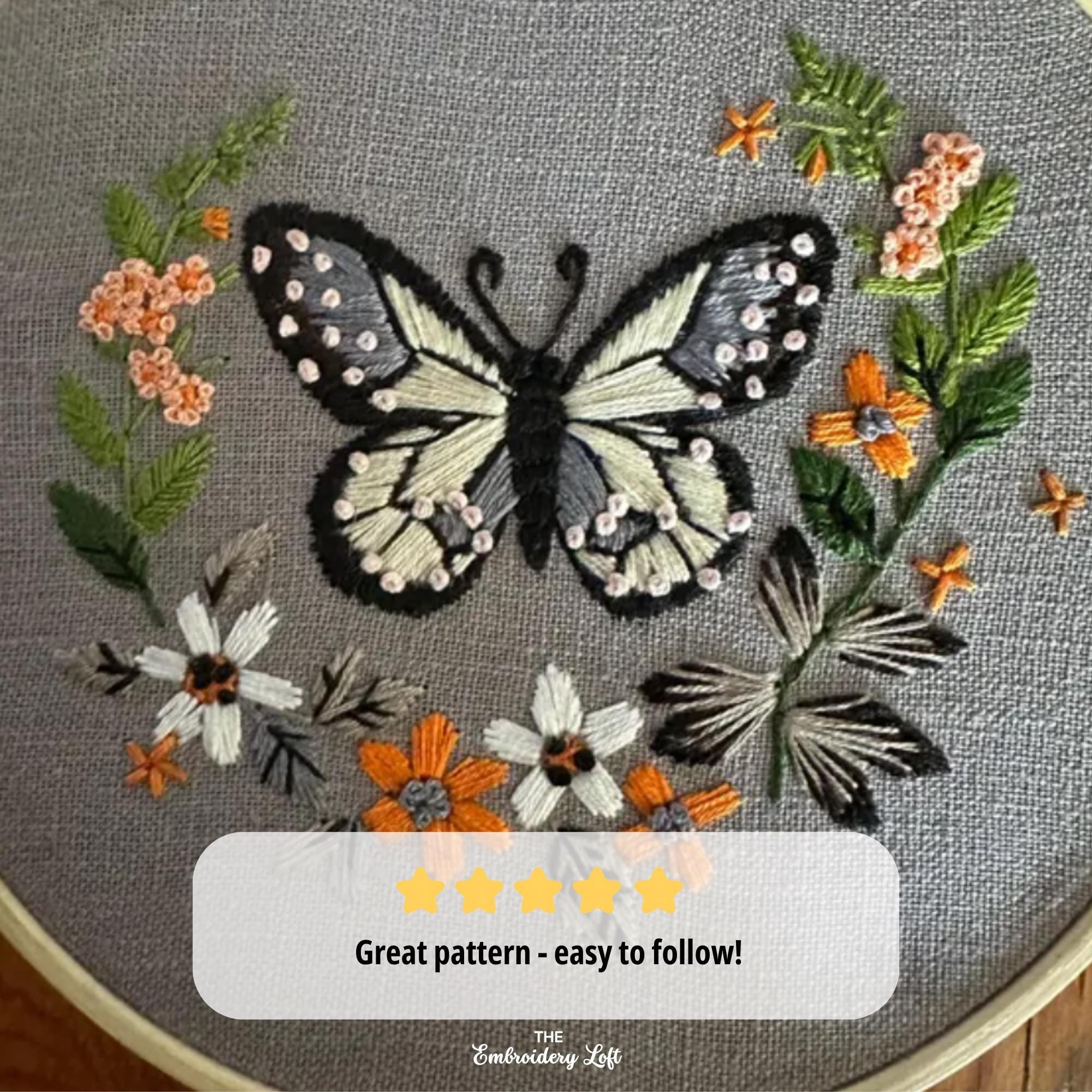 Aesthetic Butterfly Hand Embroidery Pattern