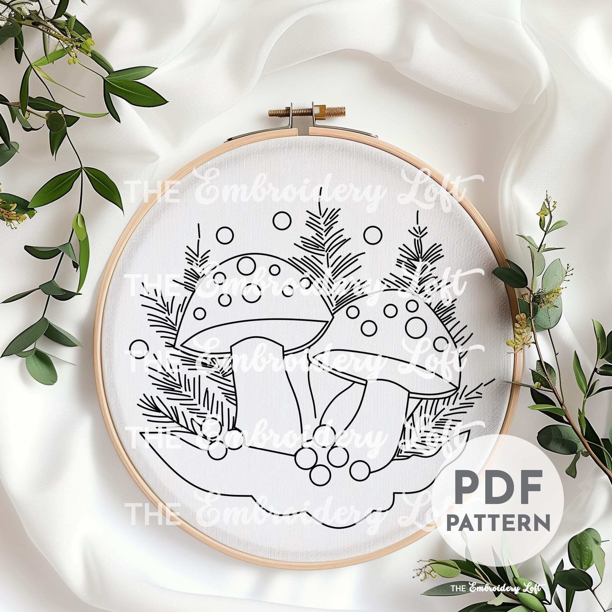 Winter Mushrooms Hand Embroidery Pattern