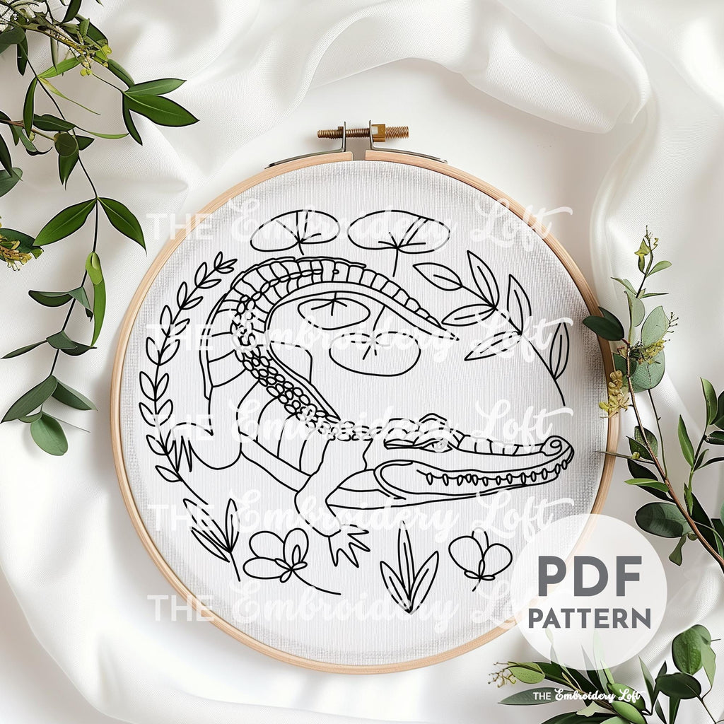 Alligator Hand Embroidery Pattern