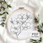 White Orchid Hand Embroidery Pattern