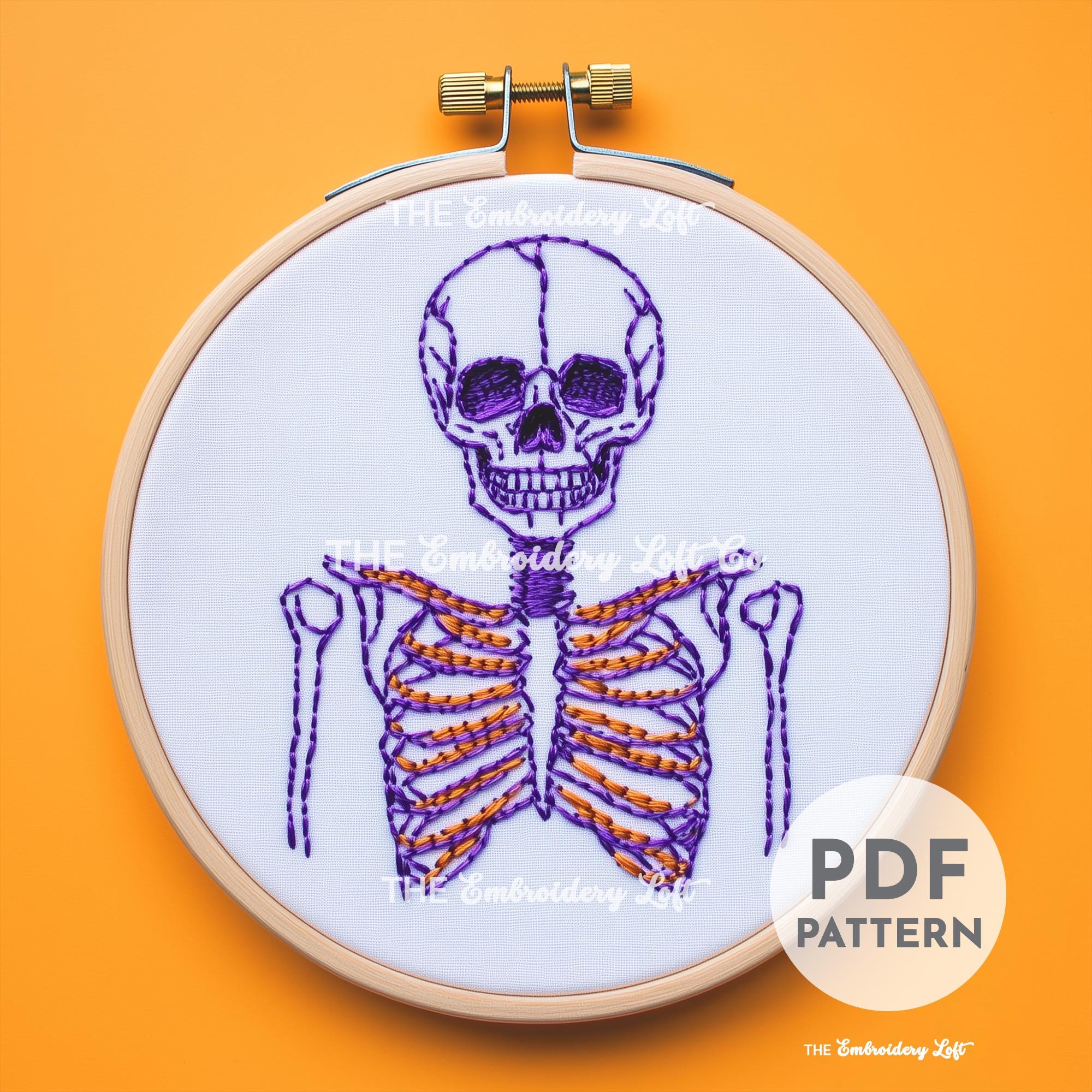 Retro Skeleton Hand Embroidery Pattern