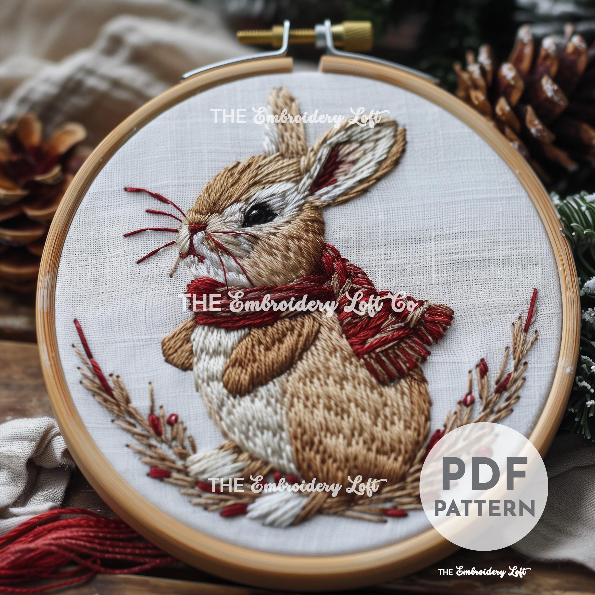 Winter Bunny Hand Embroidery Pattern