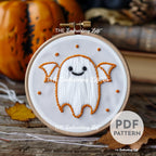Batty Ghost Hand Embroidery Pattern