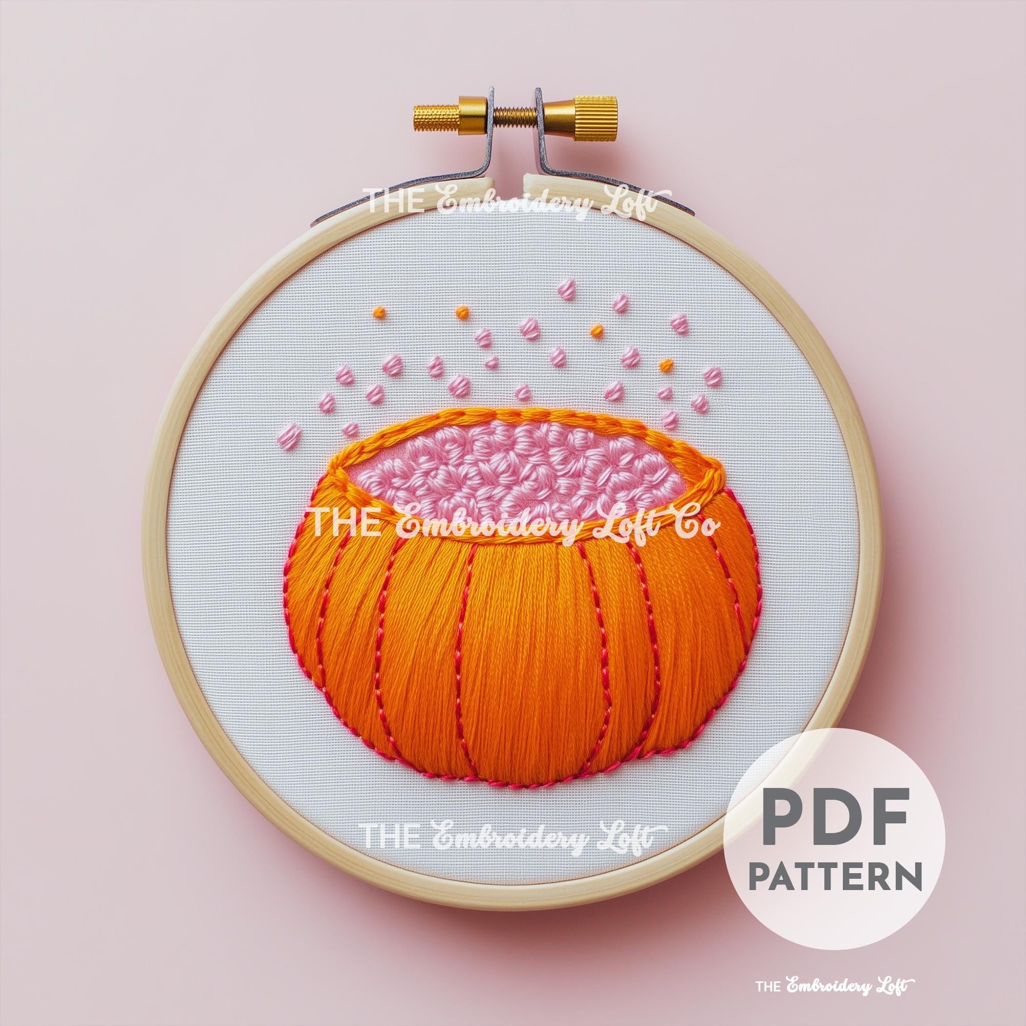 Pumpkin Cauldron Hand Embroidery Pattern