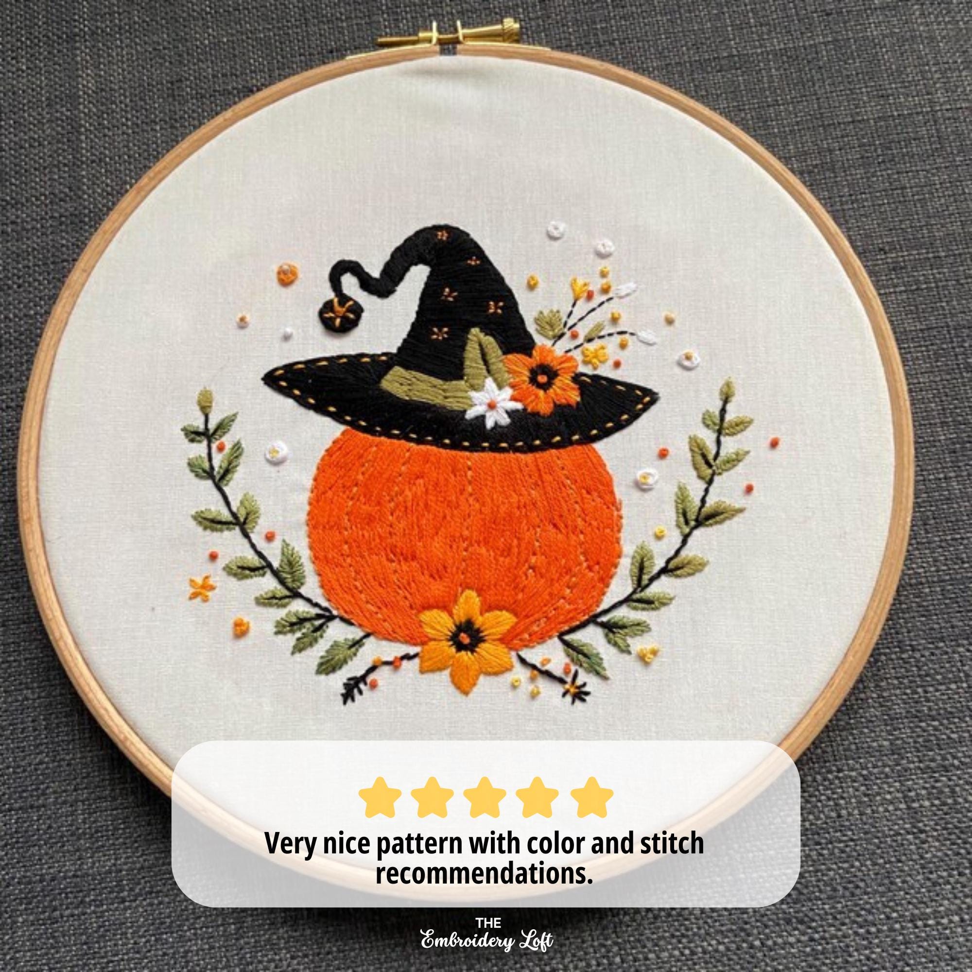 Witchy Pumpkin Hand Embroidery Pattern