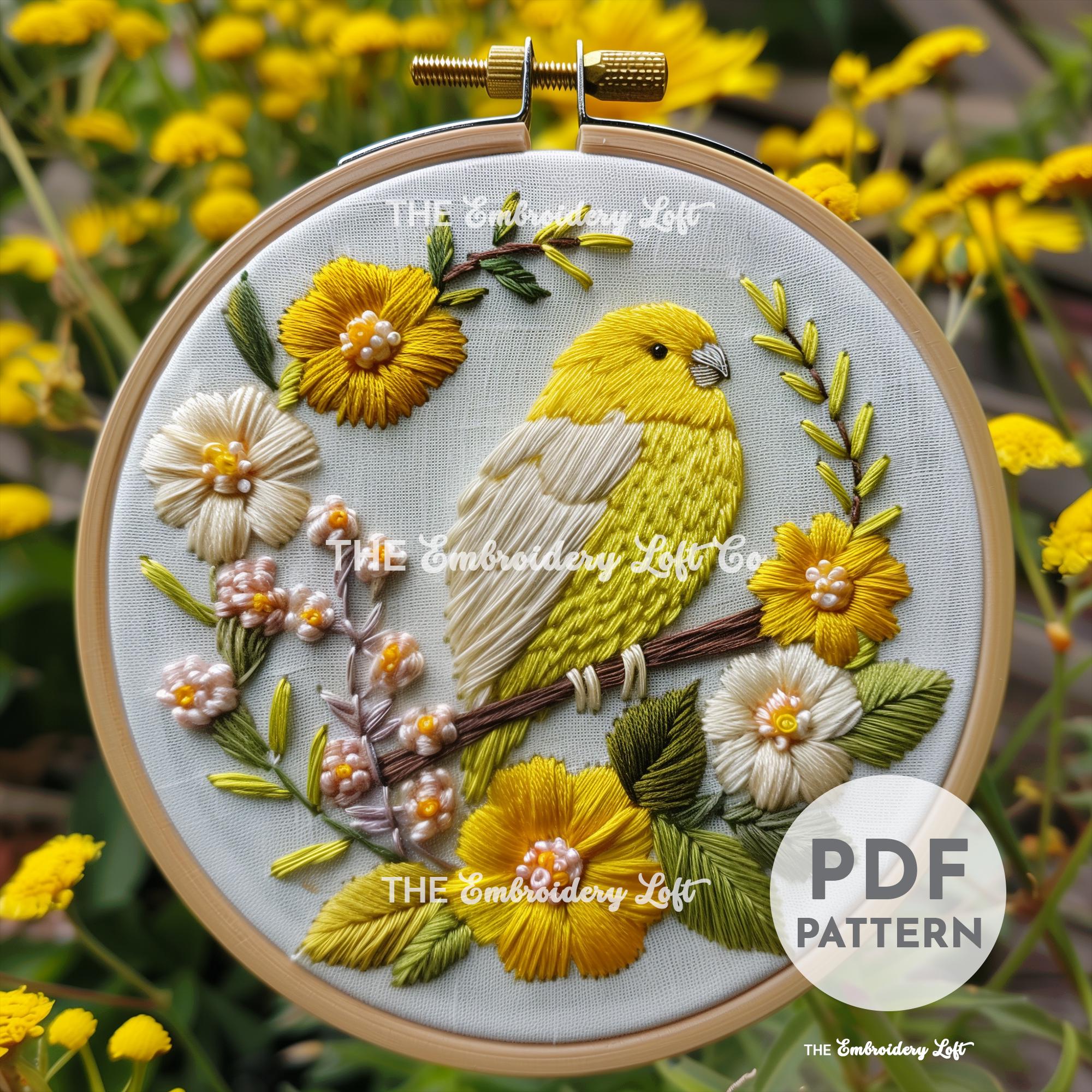 Yellow Budgie Hand Embroidery Pattern