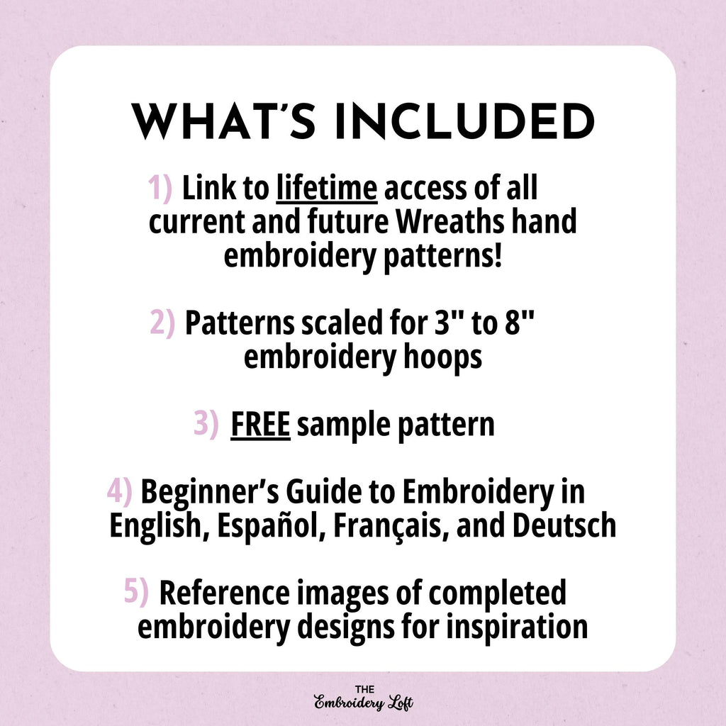 MINI COLLECTION, Wreaths Hand Embroidery Pattern Collection, Current and Future Designs, Lifetime Access, Hand Embroidery, Embroidery PDF