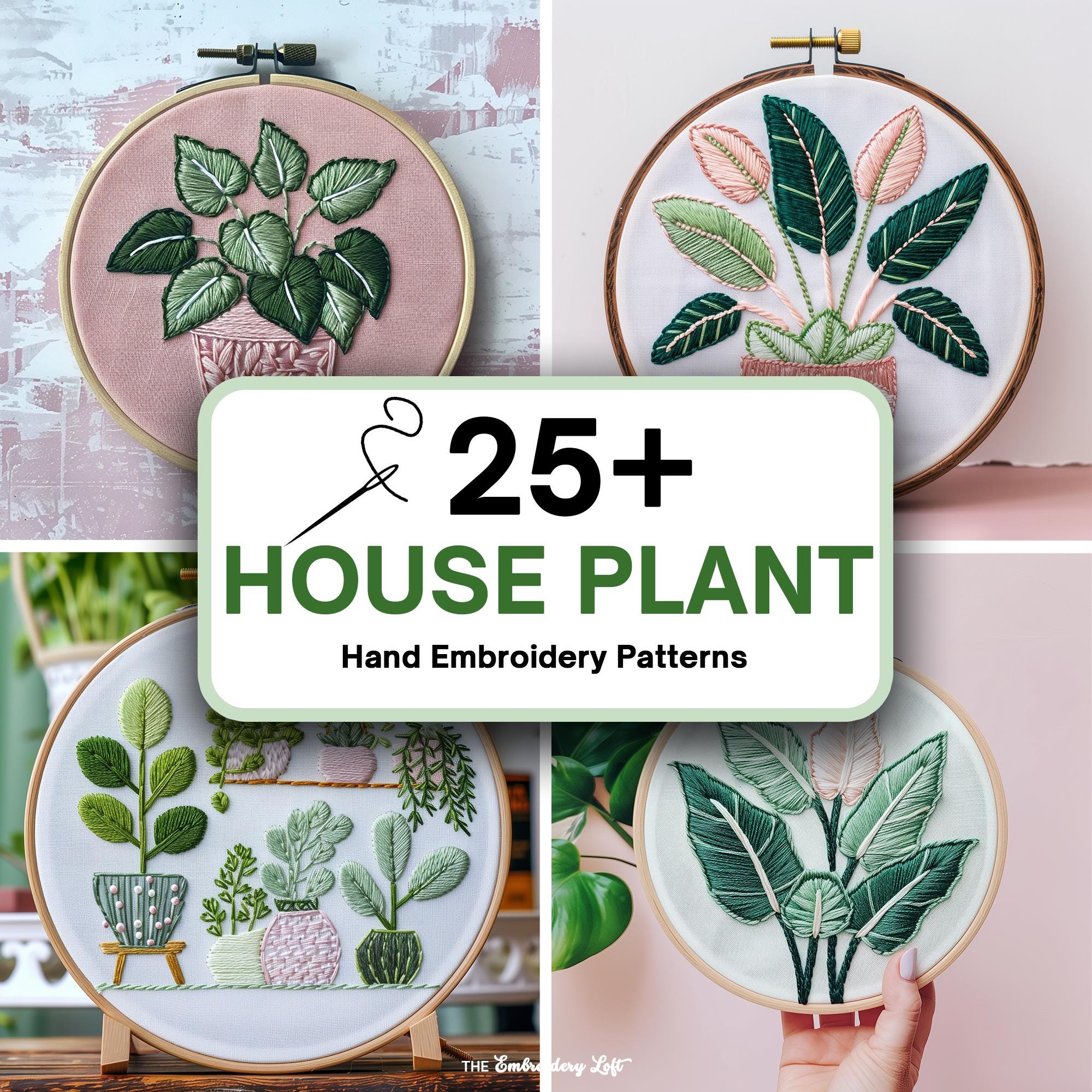 MINI COLLECTION, House Plants Hand Embroidery Pattern Collection, Current and Future Designs, Lifetime Access, Hand Embroidery PDFs