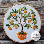 Orange Tree Hand Embroidery Pattern