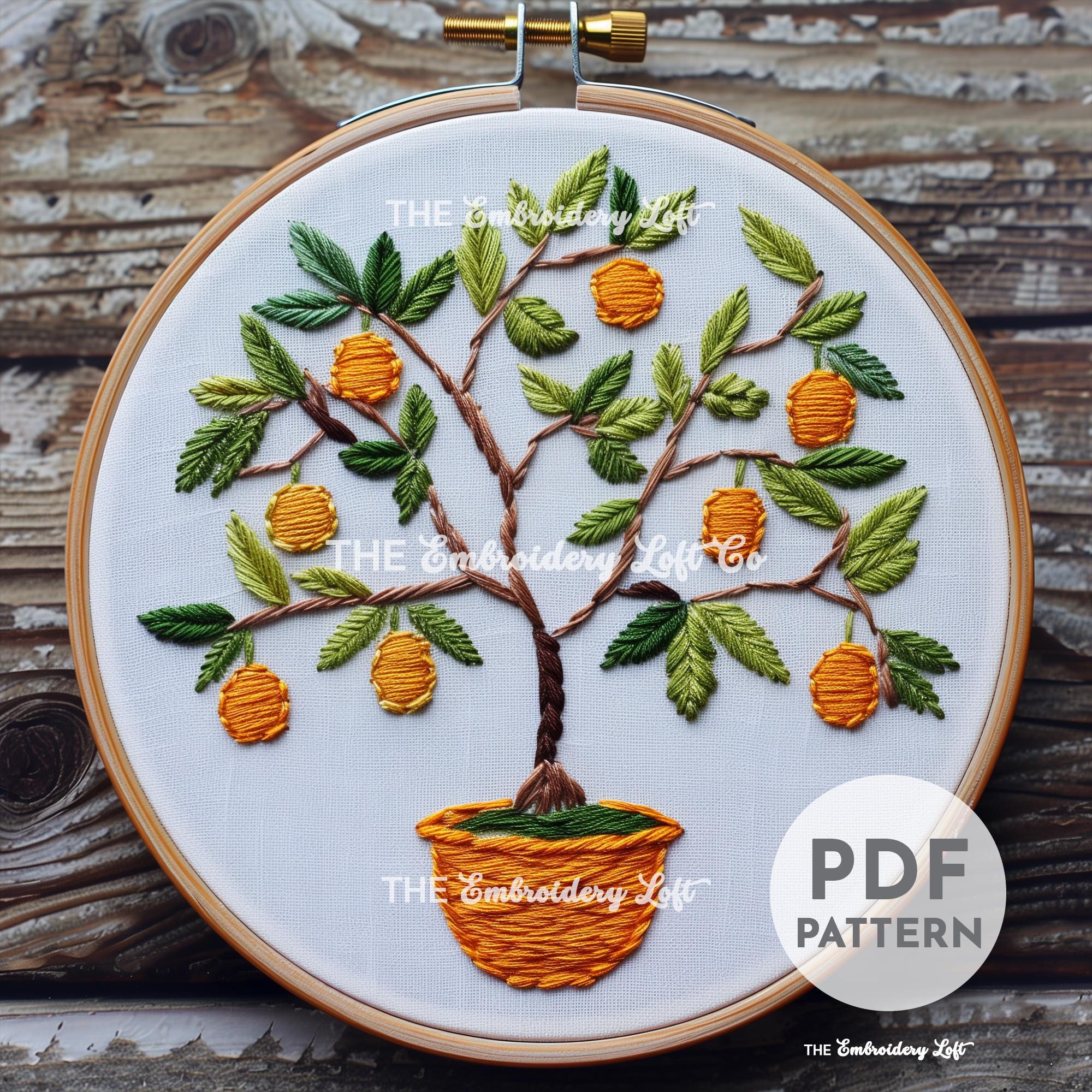 Orange Tree Hand Embroidery Pattern