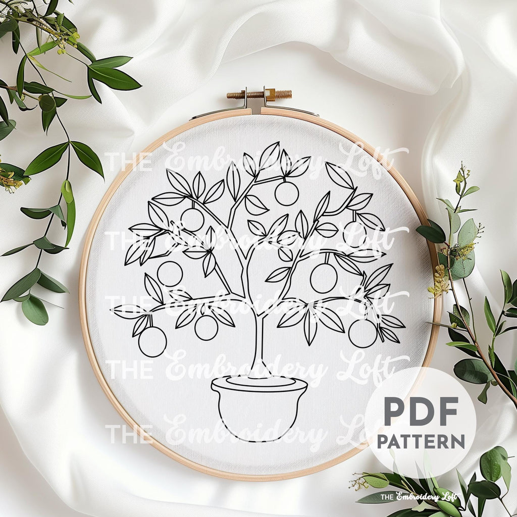 Orange Tree Hand Embroidery Pattern