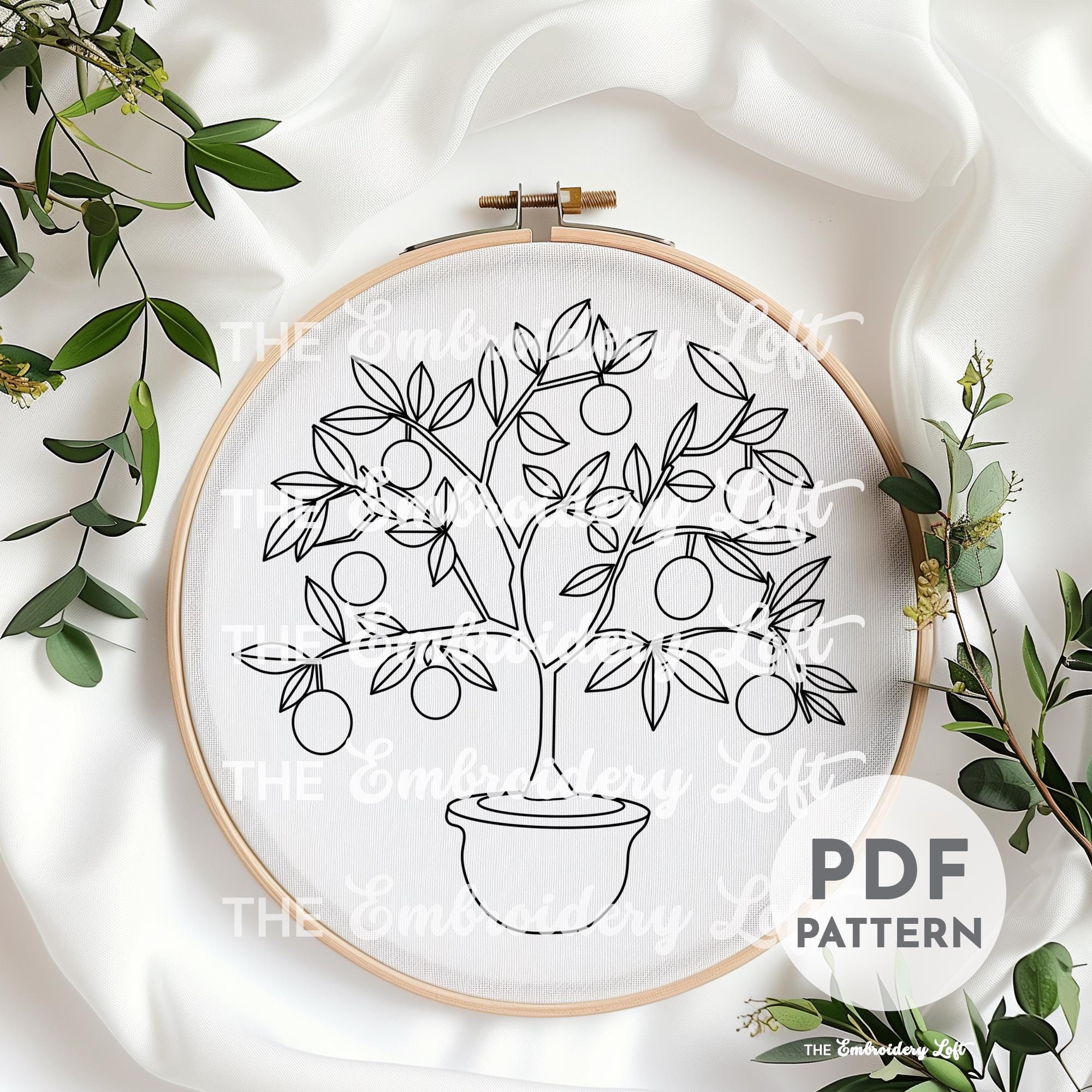 Orange Tree Hand Embroidery Pattern