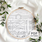 Desert Landscape Hand Embroidery Pattern