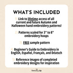 MINI COLLECTION, Autumn and Halloween Hand Embroidery Pattern Collection, Current and Future Designs, Lifetime Access, Hand Embroidery, DIY