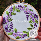 Lilac Wreath Hand Embroidery Pattern