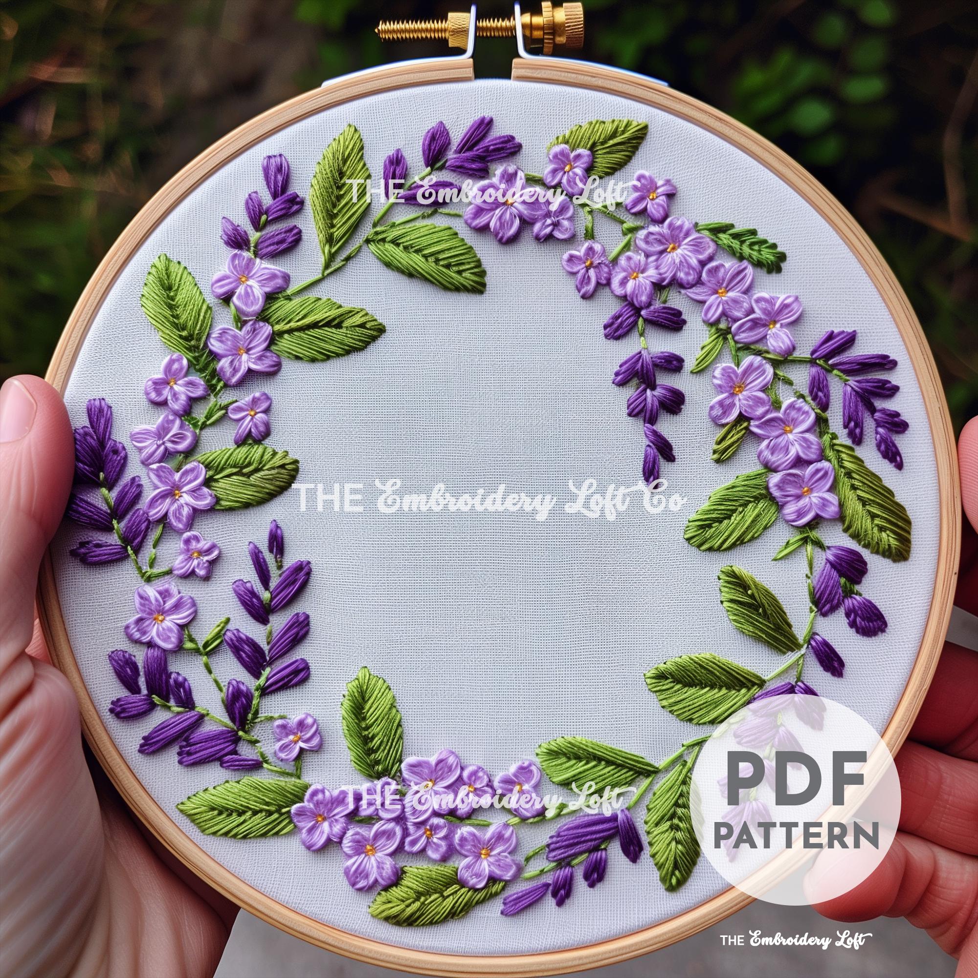 Lilac Wreath Hand Embroidery Pattern