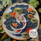 Koi Fish Hand Embroidery Pattern