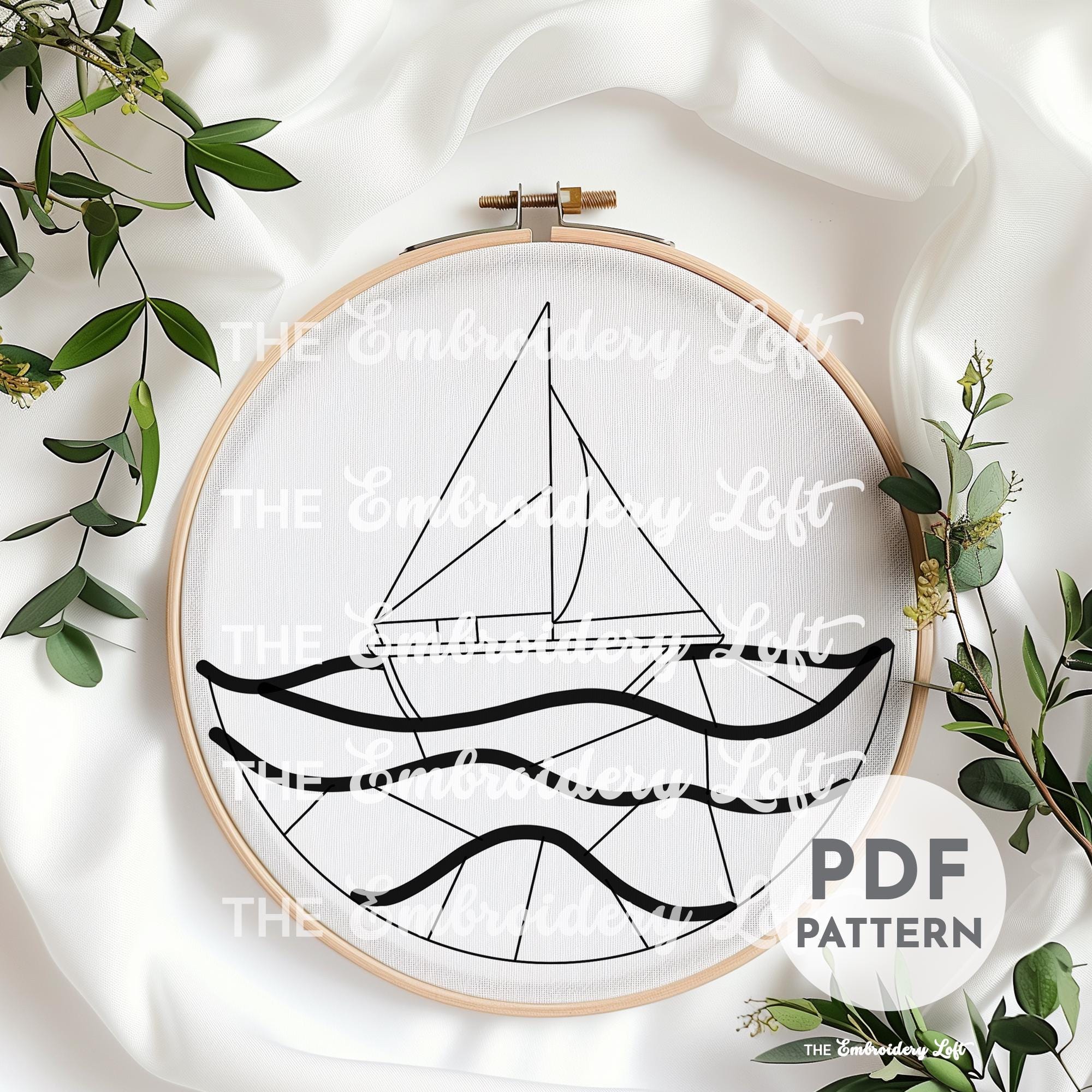 Sailboat Hand Embroidery Pattern